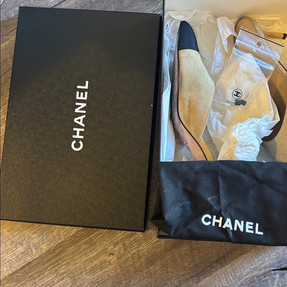 Chanel classic kitten heel suede and gross grain mules - 30.5 - Picture 11 of 12